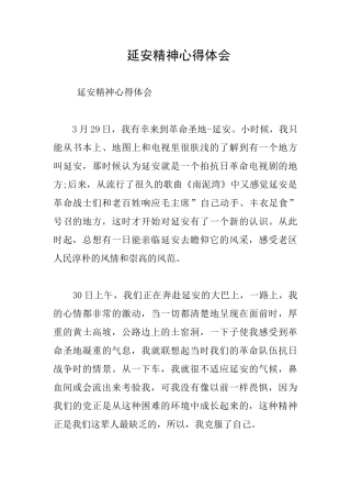 延安精神心得体会
