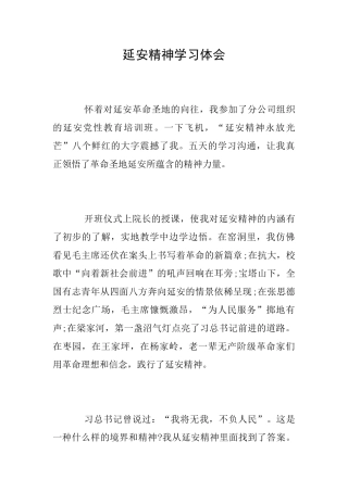 延安精神学习体会