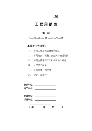 建筑工程周报表模板