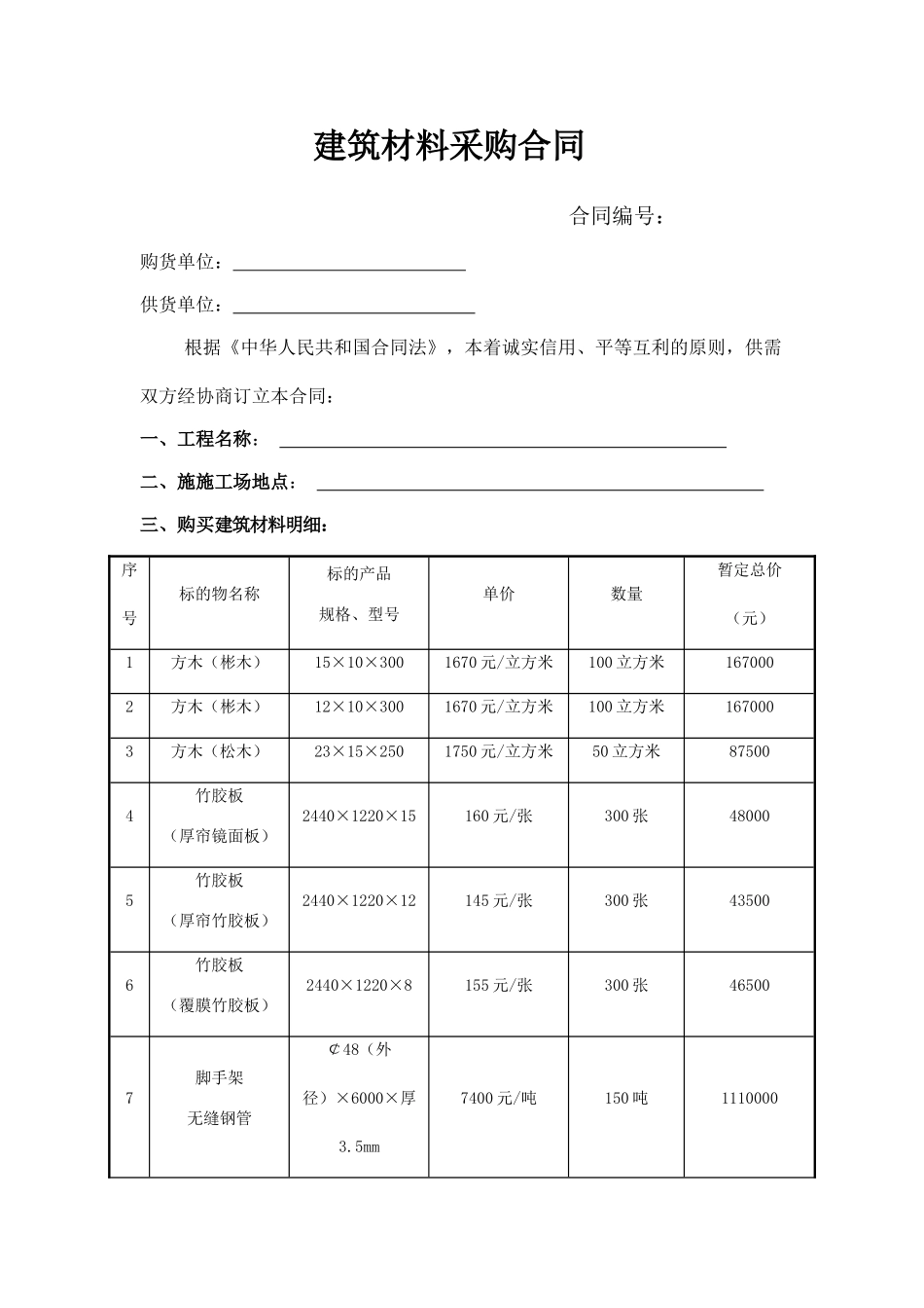 建筑材料采购合同(律师版)_第1页