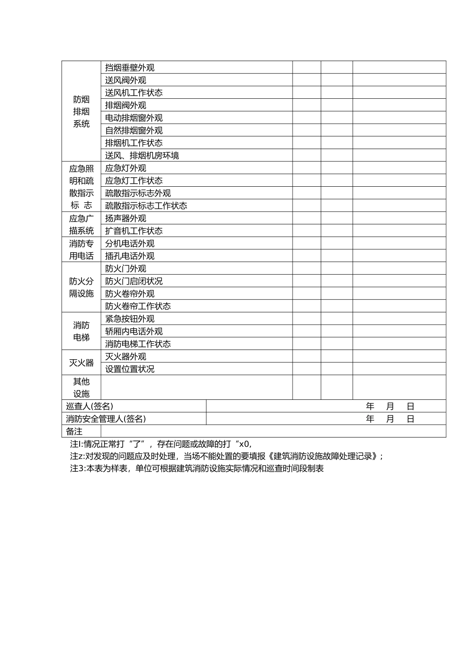 建筑消防设施检查巡查表格_第2页