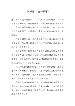 建行员工自我评价