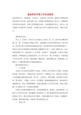 建设单位年度工作总结报告
