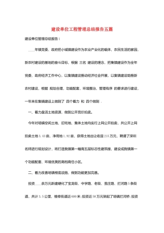 建设单位工程管理总结报告五篇