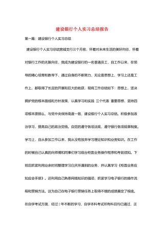 建设银行个人实习总结报告