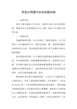 开发公司进行社会实践总结