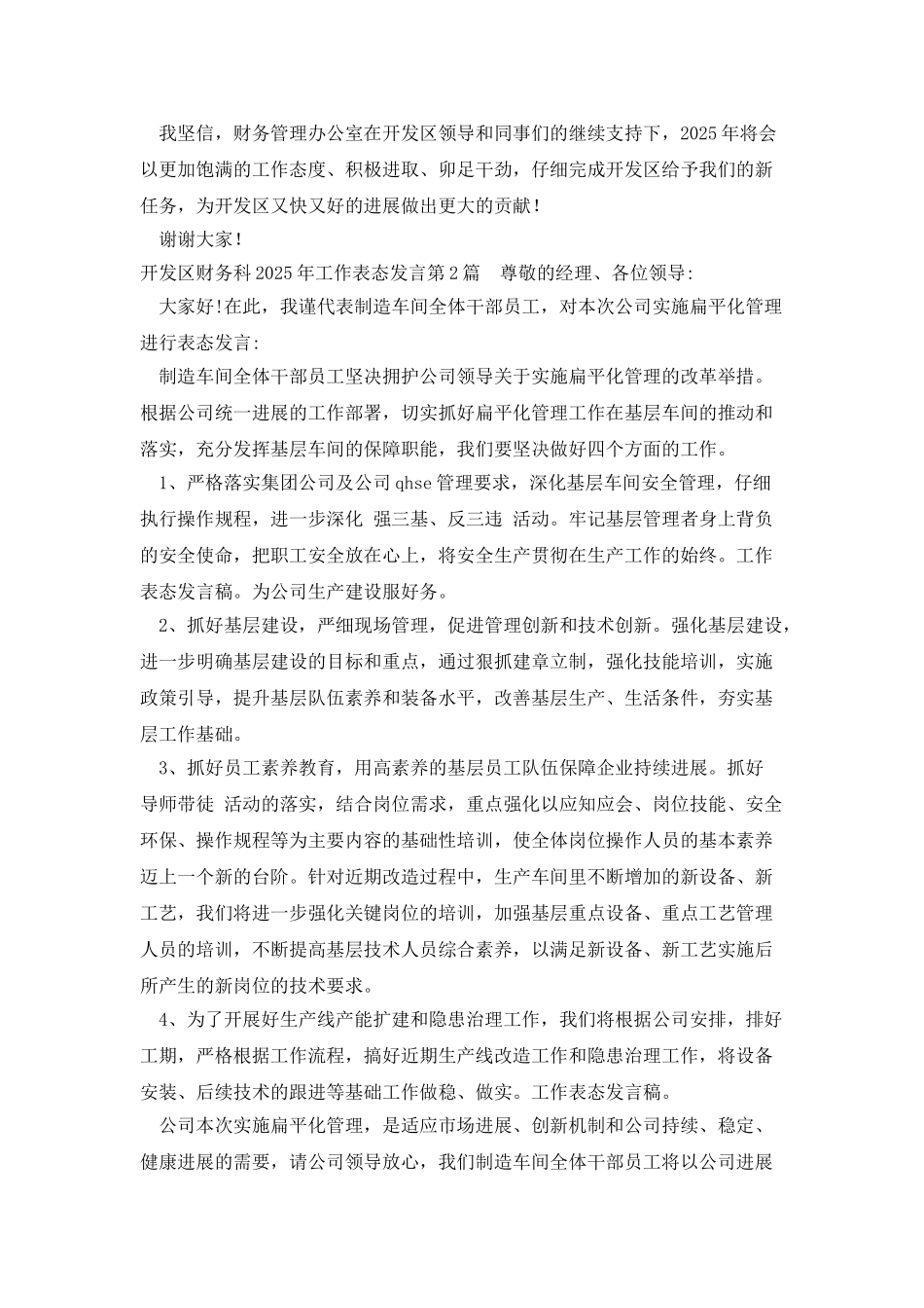 开发区财务科2025年工作表态发言_第2页