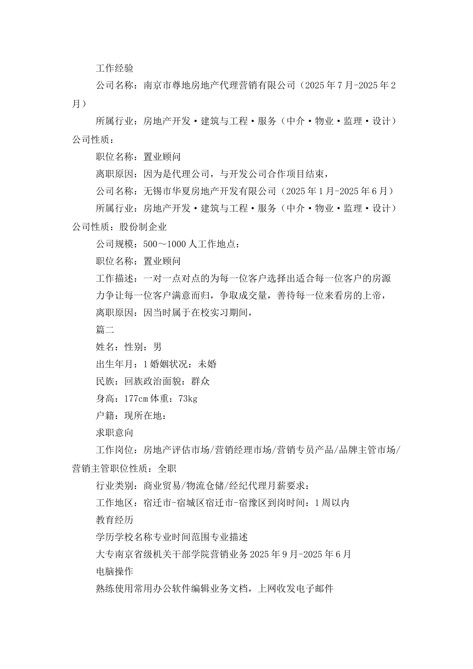 开发顾问个人简历_第2页