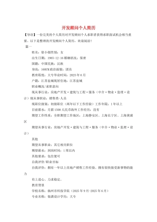 开发顾问个人简历