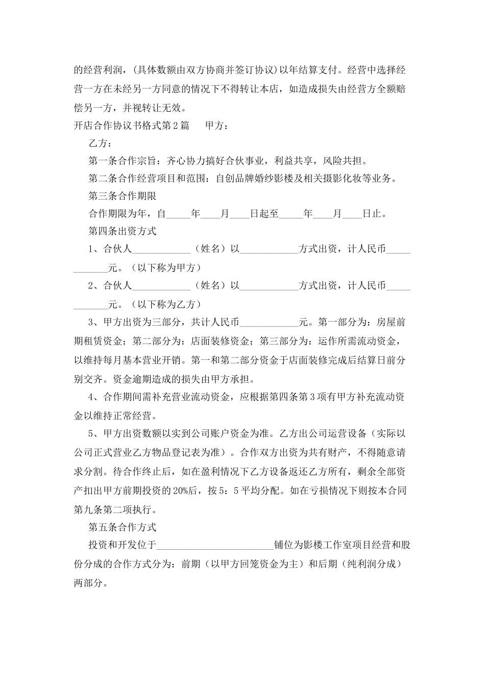 开店合作协议书格式_第2页