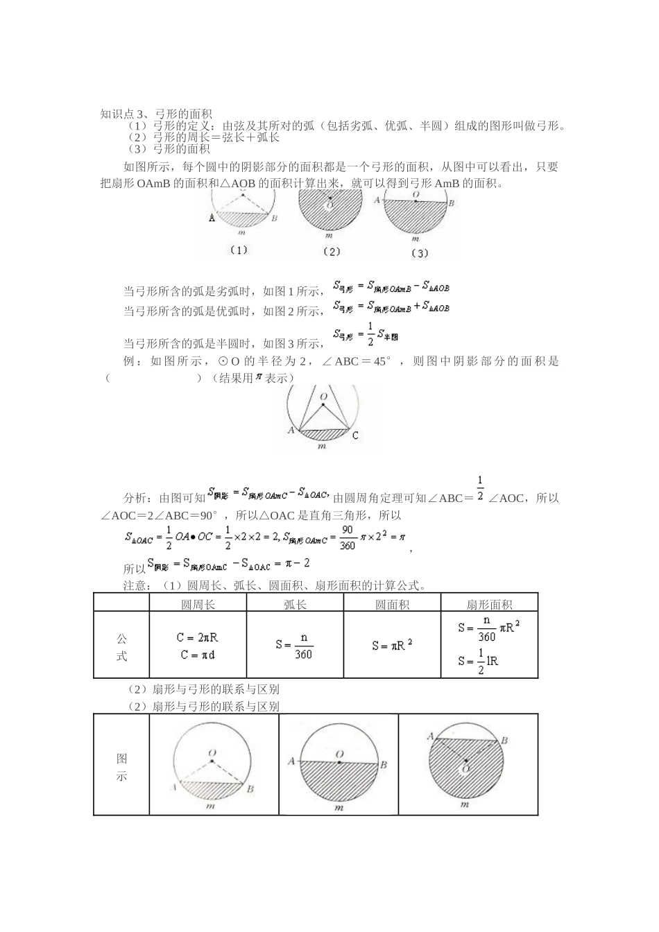 弧长的公式扇形面积公式圆锥圆柱弓形面公式及其应用四棱台体积公式_第2页