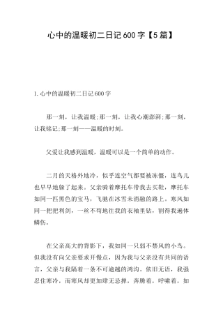 心中的温暖初二日记600字