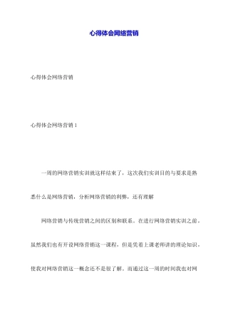 心得体会网络营销