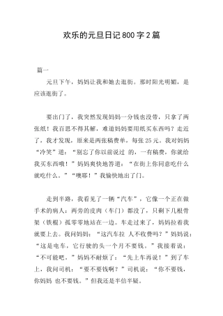 快乐的元旦日记800字2篇