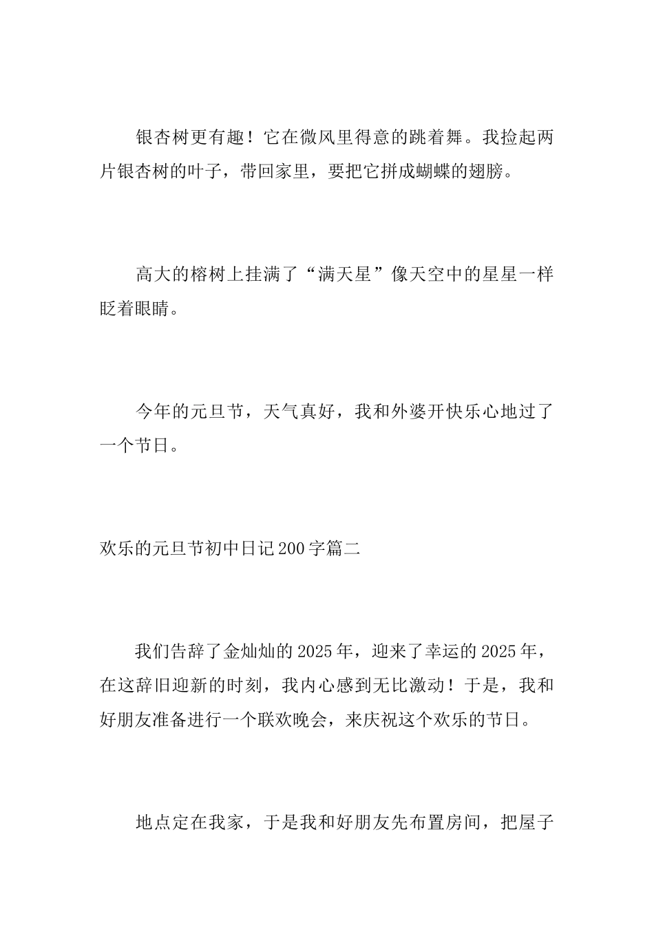 快乐的元旦节初中日记200字_第2页