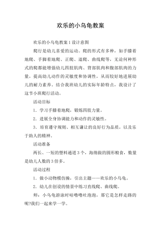 快乐的小乌龟教案