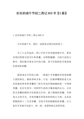 快乐的端午节初二周记800字