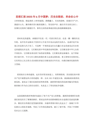 思想汇报2025年6月中国梦：历史在眼前革命在心中