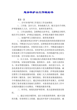 急诊科护士工作规划书