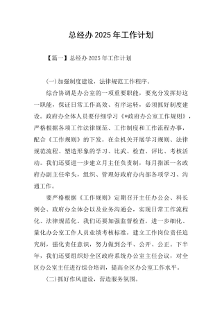 总经办2025年工作计划