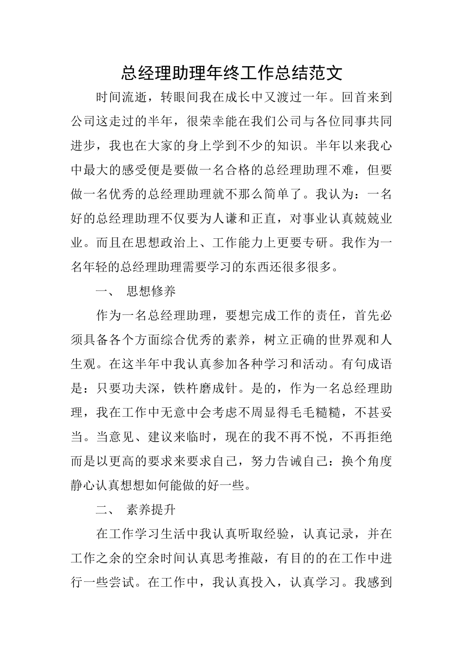 总经理助理年终工作总结范文_第1页