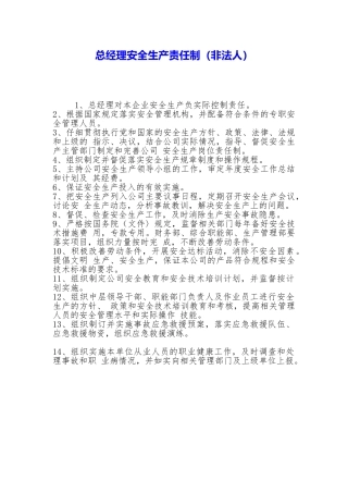 总经理安全生产责任制