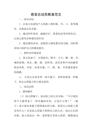 感官总动员教案范文