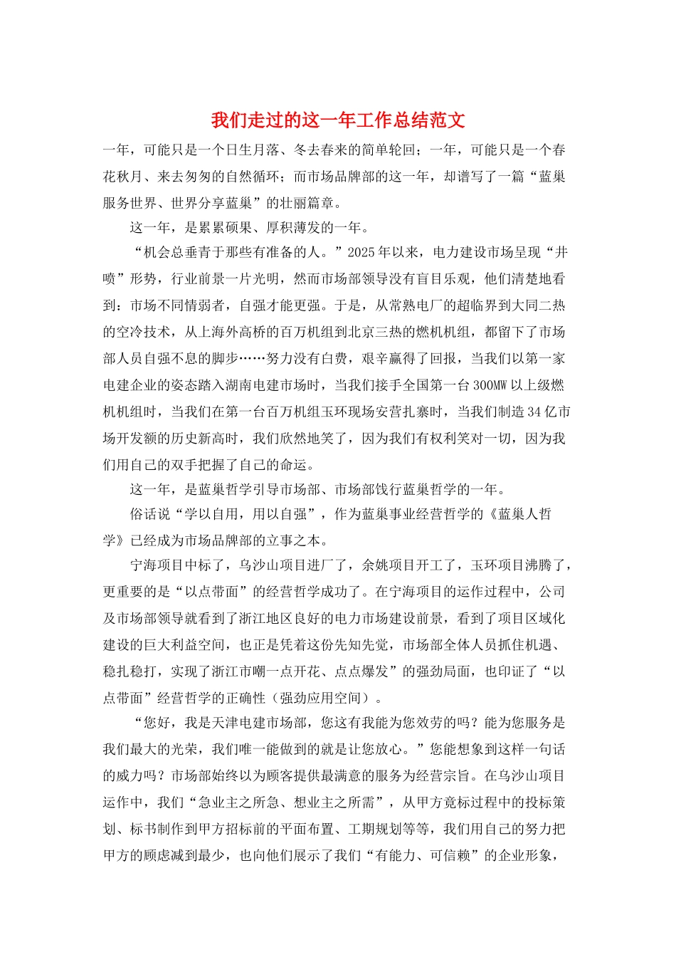 我们走过的这一年工作总结范文_第1页