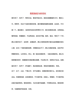 我孤独是为你而红