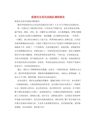我爱河北采风实践队调研报告
