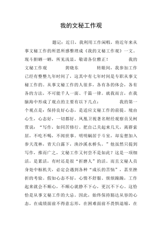 我的文秘工作观