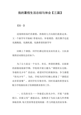 我的暑假生活总结与体会