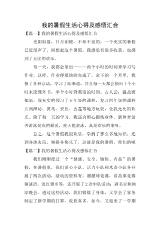 我的暑假生活心得及感悟汇集