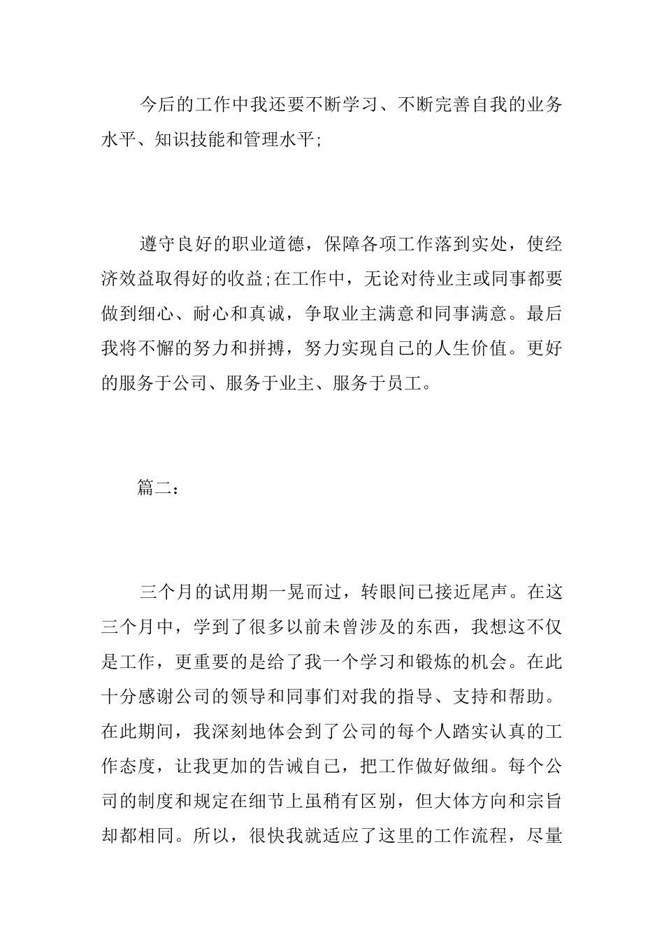 房地产试用期满转正工作总结_第3页