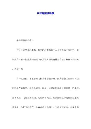 手斧男孩读后感