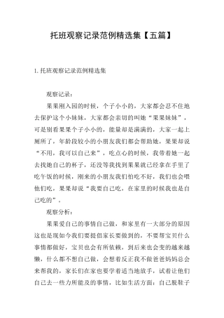 托班观察记录范例精选集