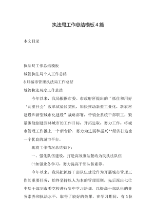 执法局工作总结模板4篇
