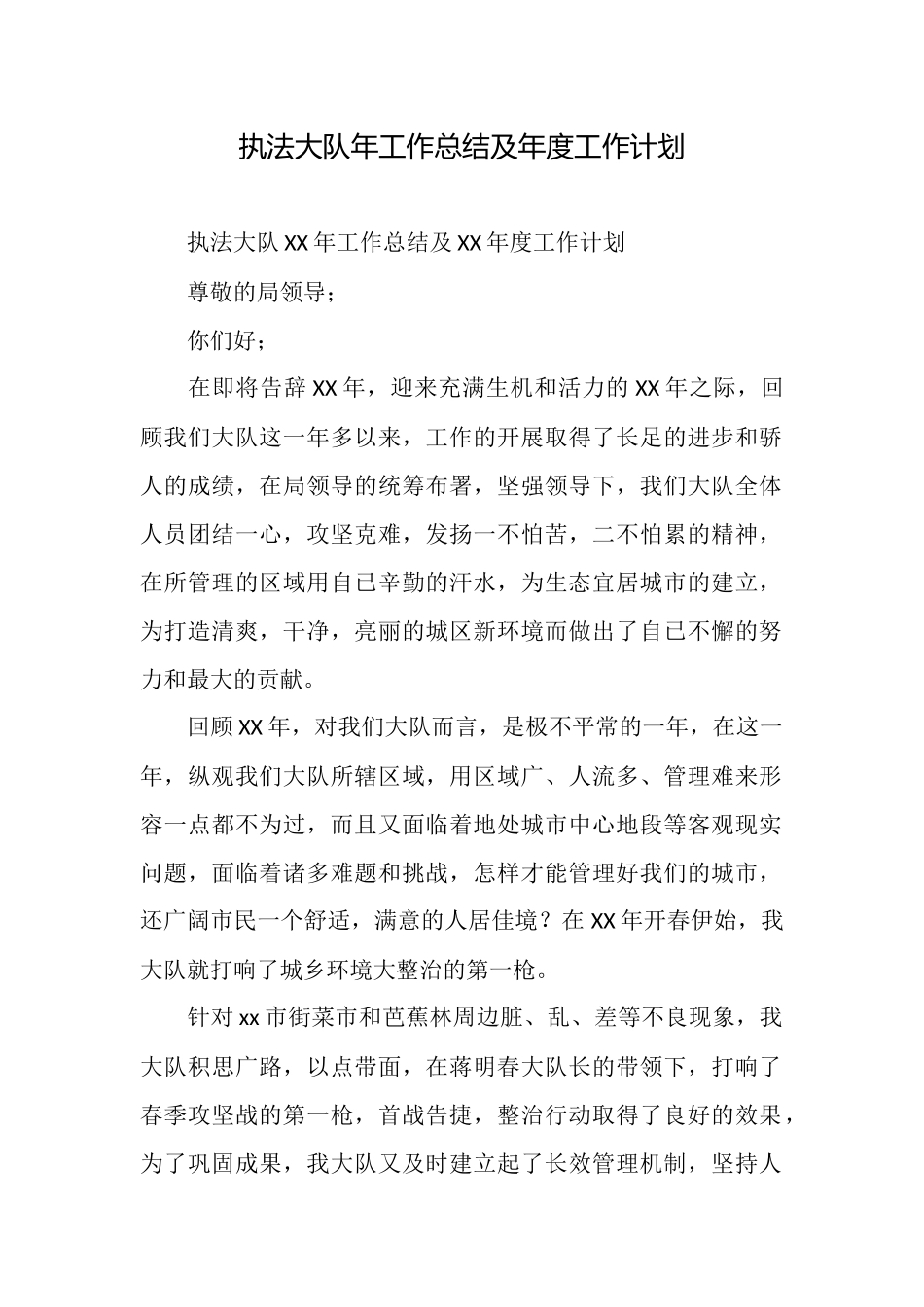 执法大队年工作总结及年度工作计划_第1页