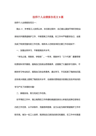 技师个人业绩报告范文3篇
