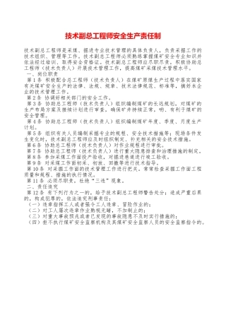 技术副总工程师安全生产责任制——精品资料