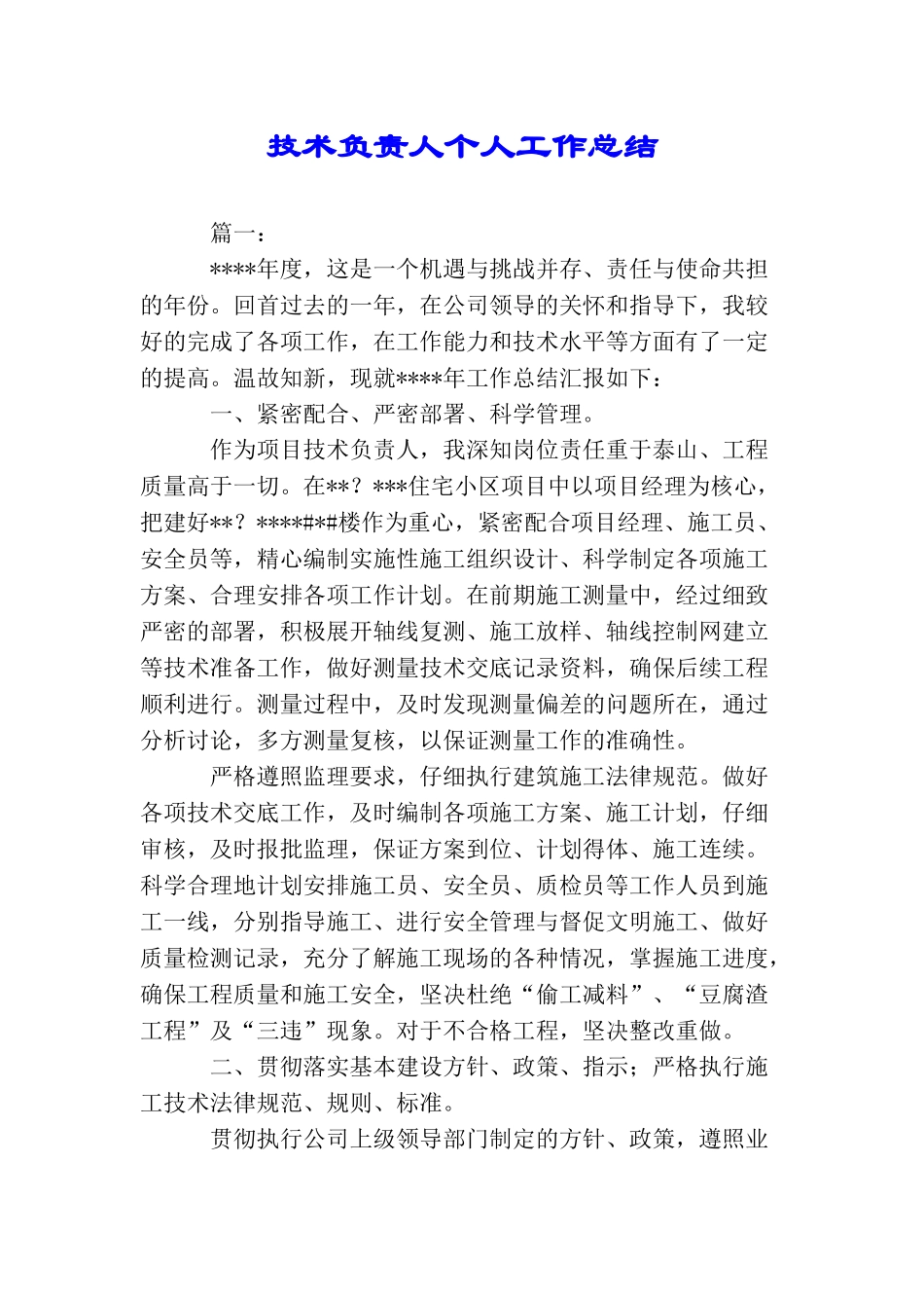 技术负责人个人工作总结_第1页