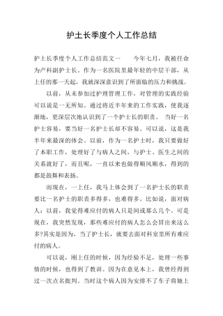 护土长季度个人工作总结