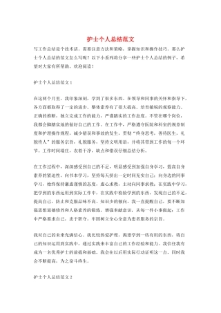 护士个人总结范文