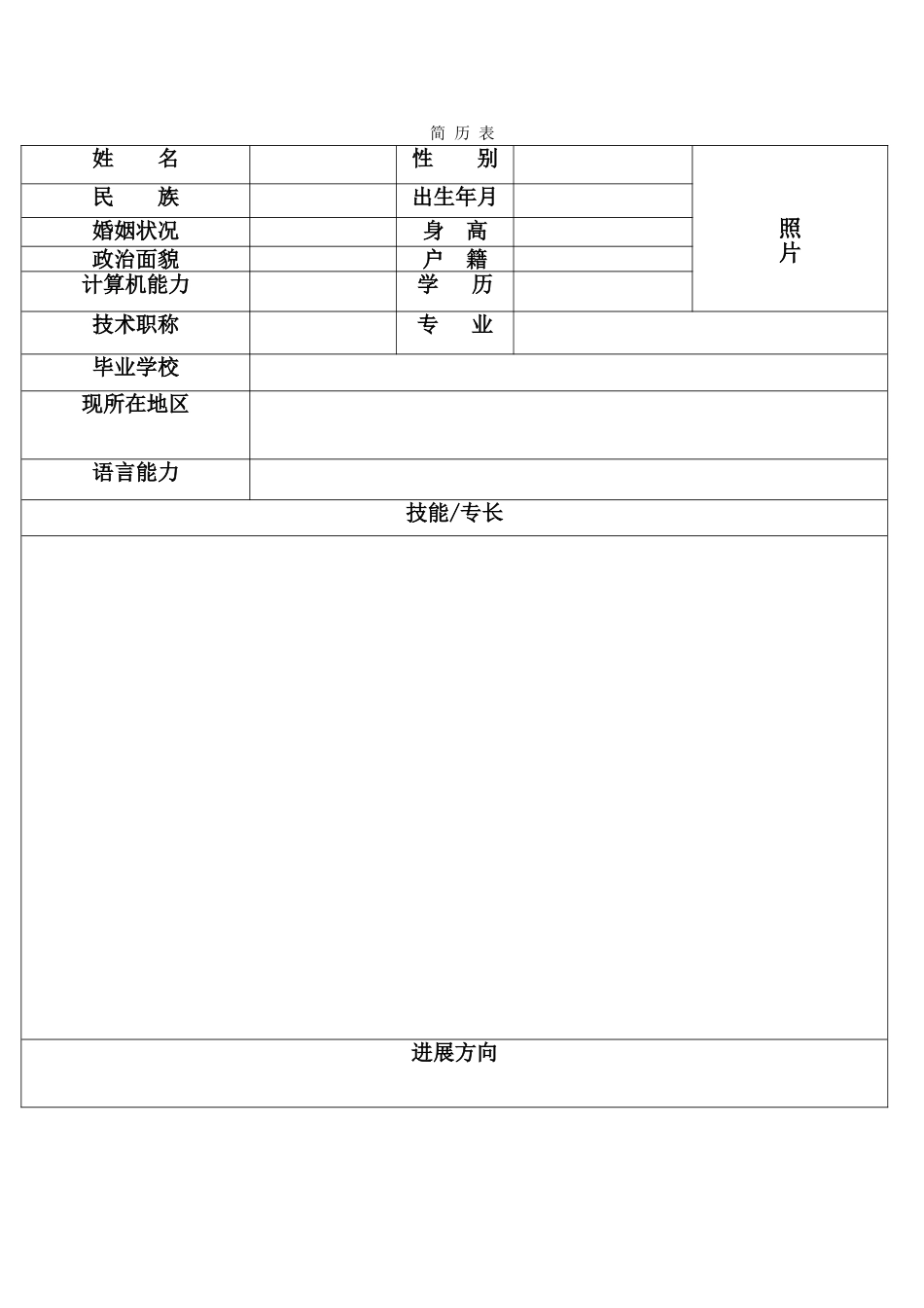 护士个人简历表格_第1页