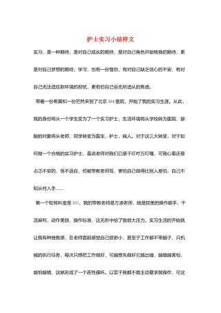 护士实习小结样文