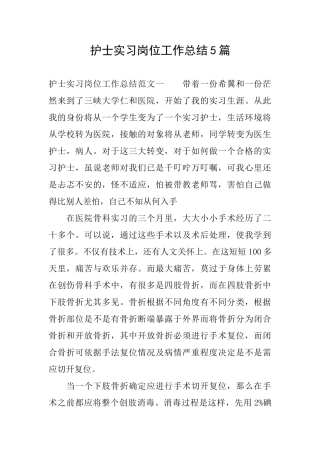 护士实习岗位工作总结5篇