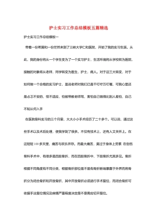 护士实习工作总结模板五篇精选