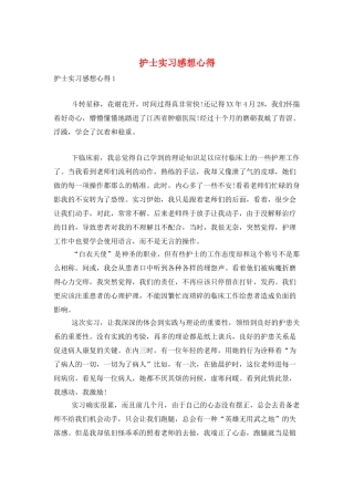 护士实习感想心得