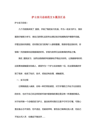 护士实习总结范文5篇及汇总