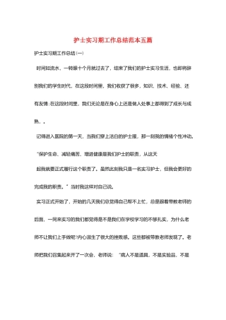 护士实习期工作总结范本五篇